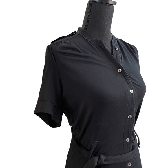 Walter Black Button Down Short Sleeve Midi Dress - Picture 5 of 8